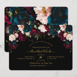 PixDezines Blush Burgundy Aquamarines Brautparty I Einladung