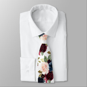 PixDezines Blush Burgundy Navy Wasserfarbe Blume Krawatte