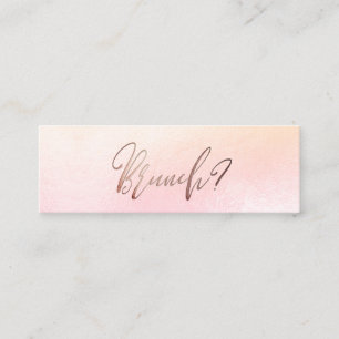PixDezines Blush+Faux Rose Gold Brunch-Date-Karten Mini Visitenkarte