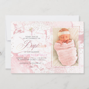 PixDezines Blush Marmor+Confetti/Taufe Einladung