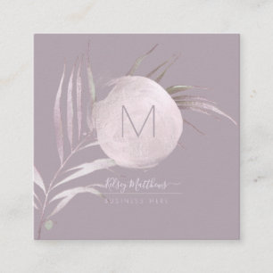 PixDezines Blush+Mauve Pink Palms Quadratische Visitenkarte