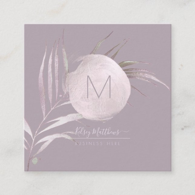 PixDezines Blush+Mauve Pink Palms Quadratische Visitenkarte (Vorderseite)