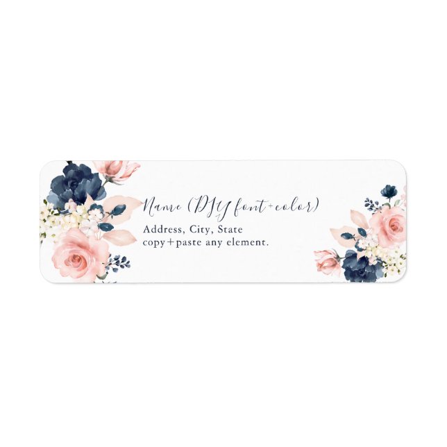PixDezines Blush Navy Blue Watercolor-Blume (Vorne)