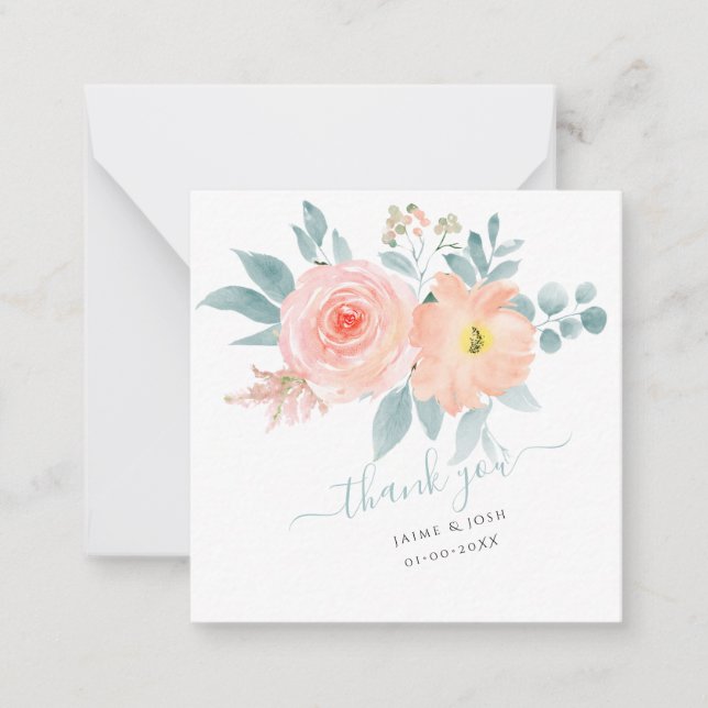 PixDezines Blush Pink Aquarellfarben-Rose Mitteilungskarte (Vorderseite)