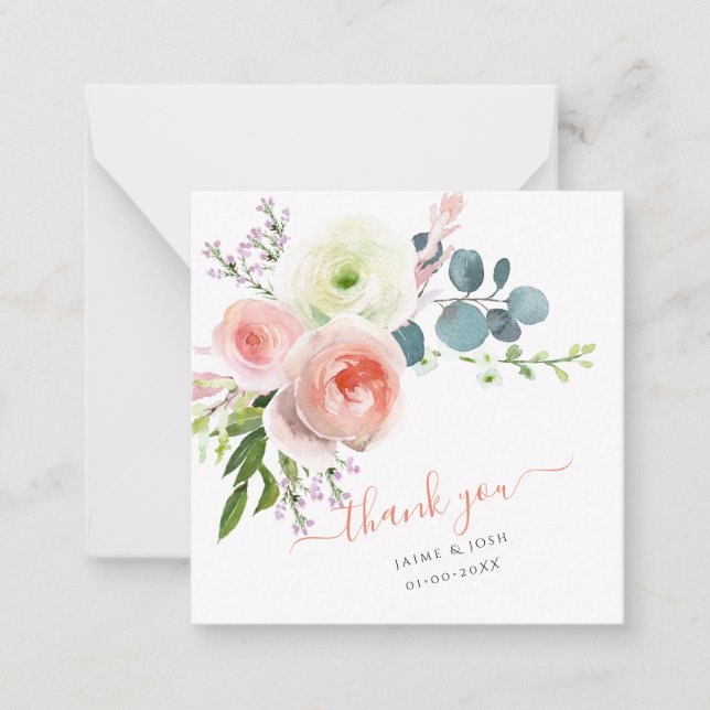PixDezines Blush Pink Aquarellpeonies Note Card Mitteilungskarte (Vorderseite)