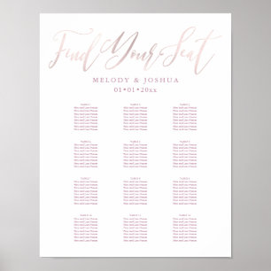 PixDezines Blush Pink Kalligrafie, Sitzplan Poster