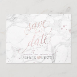 PixDezines Blush Pink/Marmor/Rett unseres Datums Postkarte