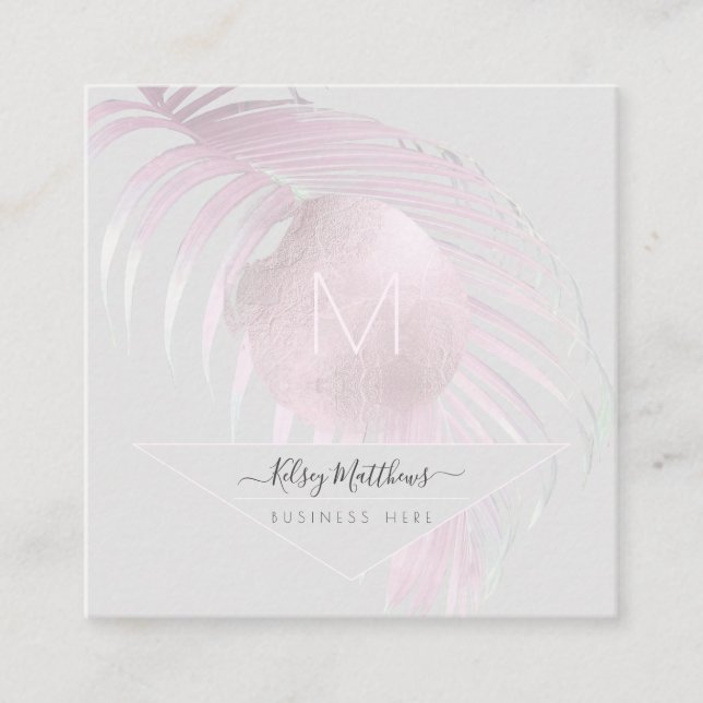PixDezines Blush Pink Palms Quadratische Visitenkarte (Vorderseite)