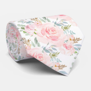 PixDezines Blush Rosa Staubblau Aquarell-Rosen Krawatte