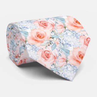 PixDezines Blush Rosen Eisblaue Hortensien Krawatte
