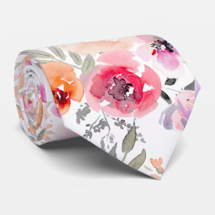 PixDezines Blush Rot Wasserfarbe Sommer Floralien Krawatte
