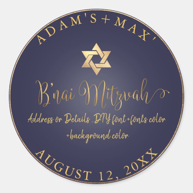 PixDezines B'nai Mitzvah, DIY Color Runder Aufkleber (Vorderseite)