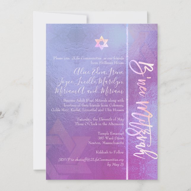 PixDezines B'Nei Mitzvah, Blue Ombre Einladung (Vorderseite)