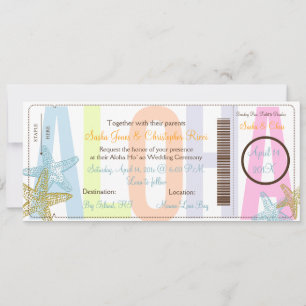 PixDezines Boarding Pass+Beach Hochzeit Einladunge Einladung