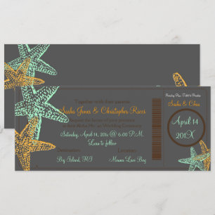 PixDezines Boarding Pass+Starfish+Beach Hochzeit Einladung