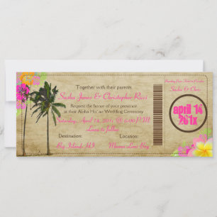 PixDezines Boarding Pass/Vintagen Zwillingspalmen Einladung