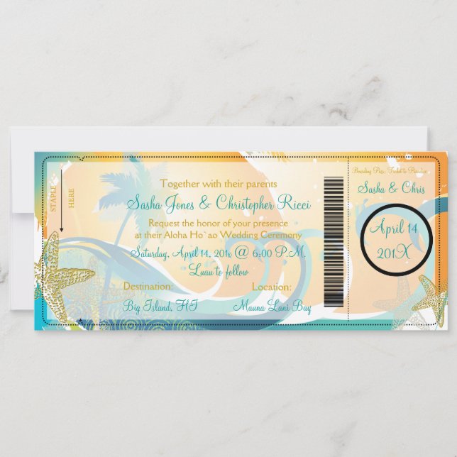 PixDezines Boarding Pass+Waves Einladung (Vorderseite)