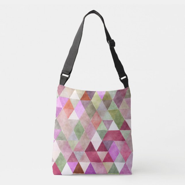 PixDezines Boho Geometric / Dreiecke Muster Tragetaschen Mit Langen Trägern (Vorderseite)