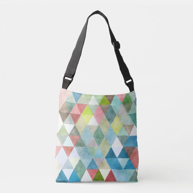 PixDezines Boho Geometric / Dreiecke Muster Tragetaschen Mit Langen Trägern (Vorderseite)
