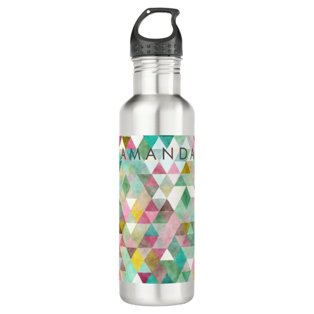 PixDezines Boho Geometrie / Dreiecke Muster Trinkflasche (Vorderseite)