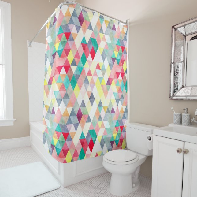 PixDezines Boho Wasserfarbe Geometrische Duschvorhang (Beispiel)
