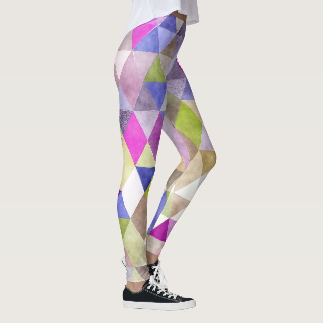 PixDezines Boho Wasserfarben Geometric/Dreiecke Leggings (Rechts)
