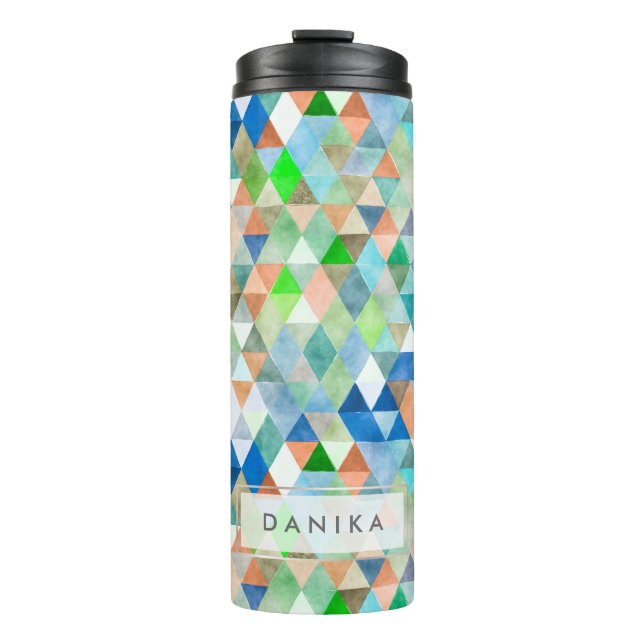 PixDezines Boho Wasserfarben Geometric/Dreiecke Thermosbecher (Vorderseite)