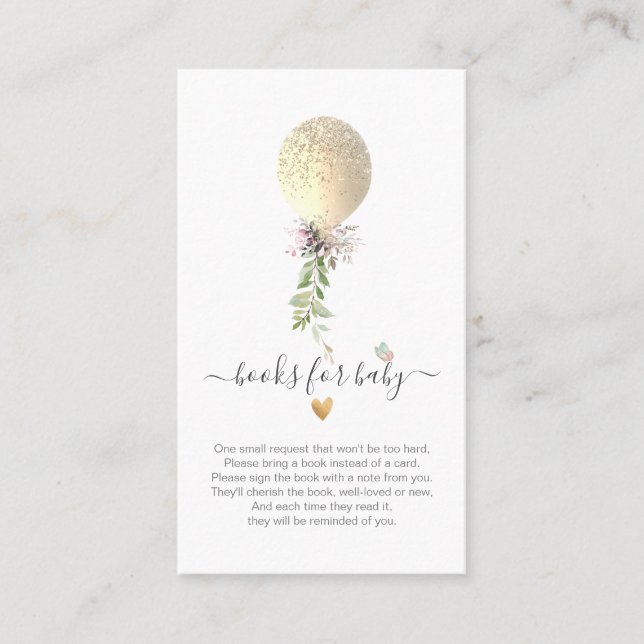 PixDezines Book Request Gold Glitzer Ballon Encls Platzkarte (Vorderseite)