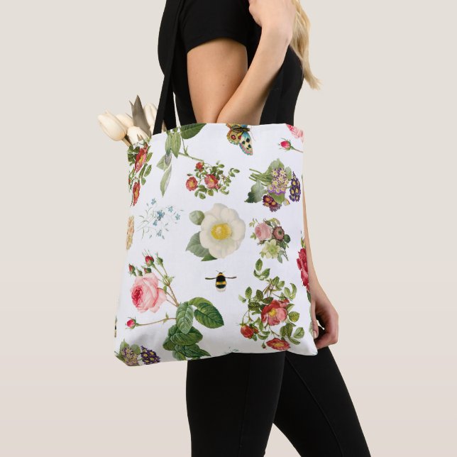 PixDezines Botanische Print/Redoute Collage Tasche (Von Nahem)