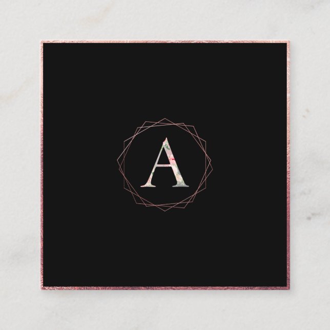 PixDezines BOTANISCHES MONOGRAMM/IMITATE ROSE GOLD Quadratische Visitenkarte (Vorderseite)