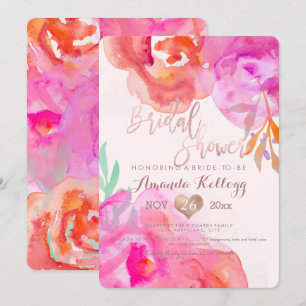 PixDezines Brautparty/Floral/Wasserfarbe/Rose Einladung