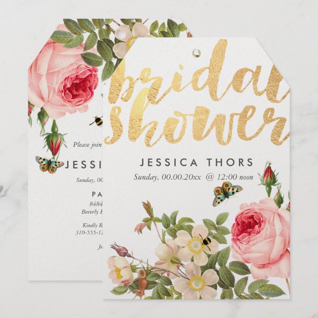 PixDezines Brautparty Rose Garten/DIY Background Einladung (Vorne/Hinten)