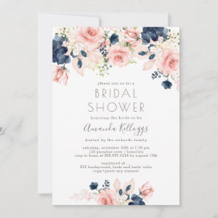 PixDezines Brautparty Watercolor Navy Rose Einladung