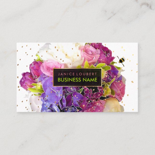 PixDezines Bridal-Bouquet/Aquarell/Blumen Visitenkarte (Vorderseite)