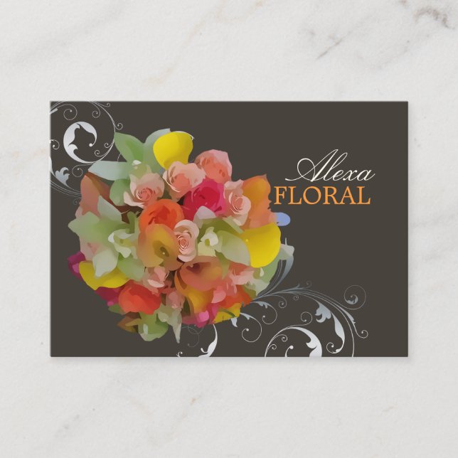 PixDezines Bridal Bouquet, Blumenfarben Visitenkarte (Vorderseite)