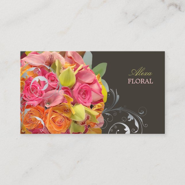 PixDezines Bridal Bouquet, Blumenfarben Visitenkarte (Vorderseite)