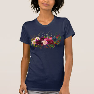 PixDezines Bride/Blush+Bordeaux-Blume T-Shirt