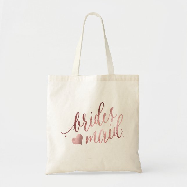 PixDezines Bridesmaid/Imitats Rose Gold Script Tragetasche (Vorne)