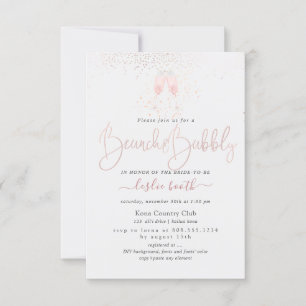 PixDezines Brunch+Bubbly Pink Champagne Einladung