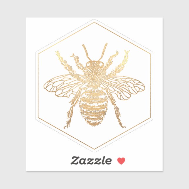 PixDezines Bumble Bee+Honeycomb, Imitate Gold Aufkleber (Blatt)