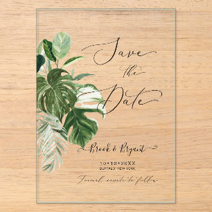 PixDezines Buntes Monstera und tropisches Laub Acryleinladungen