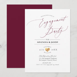 PixDezines Burgundy Luxe Calligrafy Verlobung Einladung