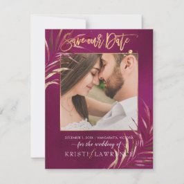 PixDezines Burgundy Palms/Foto rettete unser Datum Save The Date