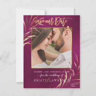 PixDezines Burgundy Palms/Foto rettete unser Datum Save The Date