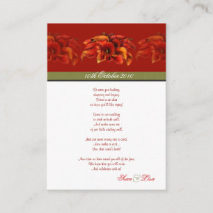 PixDezines BURNT ORANGE CALLA LILY-EINLADUNGEN Begleitkarte