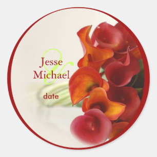 PixDezines BURNT ORANGE CALLA LILY-EINLADUNGEN Runder Aufkleber