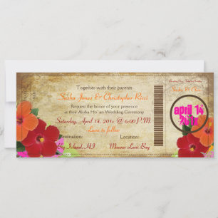 PixDezines Carte d'embarquement vintage/hibiscus