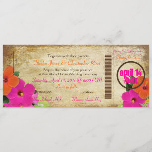 PixDezines Carte d'embarquement vintage/hibiscus