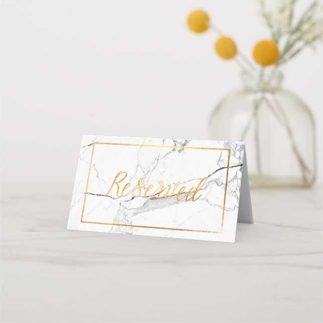 PixDezines Cartes de table Réservées Marble+Faux O (Devant)