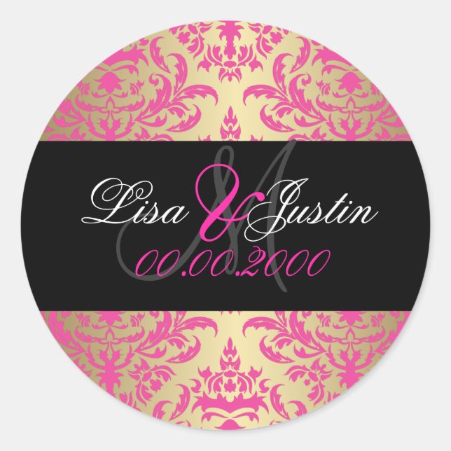 PixDezines Céline Damask monogramme autocollants (Devant)